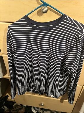 Coolibar Navy and White Striped Long-Sleeve Tee